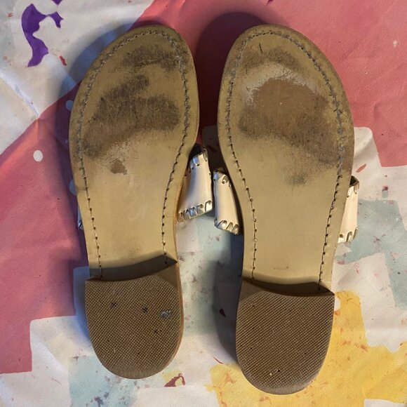 Jack Rogers 1960 White & Silver Metallic Leather woven classic sandal - Picture 8 of 8